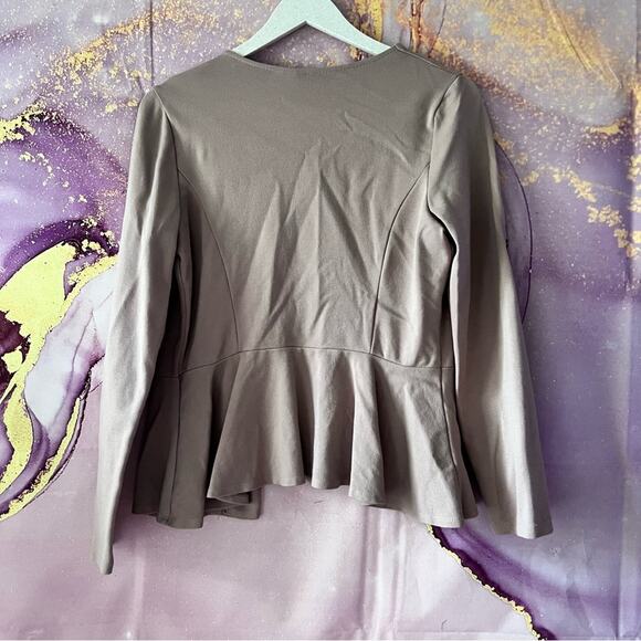 5/$30 Charlotte Russe Peplum Open Front Blazer Tan M - Picture 2 of 4